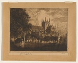 Artist: LINDSAY, Lionel | Title: St Mary's Roman Catholic Cathedral, Sydney | Date: 1908-09 | Technique: etching and aquatint, printed in brown ink, from one plate | Copyright: Courtesy of the National Library of Australia