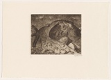 Artist: b'Rees, Lloyd.' | Title: b'The Great Rock' | Date: 1977 | Technique: b'softground-etching, printed in brown ink, from one plate' | Copyright: b'\xc2\xa9 Alan and Jancis Rees'