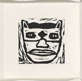 Title: b'I am [page 8]' | Date: 2000 | Technique: b'linocut, printed in black ink, from one block'