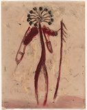 Artist: b'Cant, James.' | Title: b'(Native figure with spear).' | Date: (1949) | Technique: b'monotype, printed in colour, from one plate; additional hand colouring'