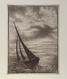 Artist: b'WADE, Stuart E' | Title: b'not titled [yacht]' | Date: printed between 1989 - 2002 | Technique: b'etching and aquatint, printed in black ink, from one plate'