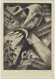 Artist: Lymburner, Francis. | Title: not titled [Now see the face of Dis]. | Date: c.1939 | Technique: etching, printed in black ink with plate-tone, from one plate