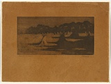 Artist: TRAILL, Jessie | Title: Moonlit harvest | Date: 1914 | Technique: aquatint, etching printed in brown ink with plate-tone, from one plate