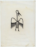Artist: Tipungwuti, Giovanni (John). | Title: Bird standing with outstretched wings | Date: 1970 | Technique: woodcut, printed in black ink, from one block