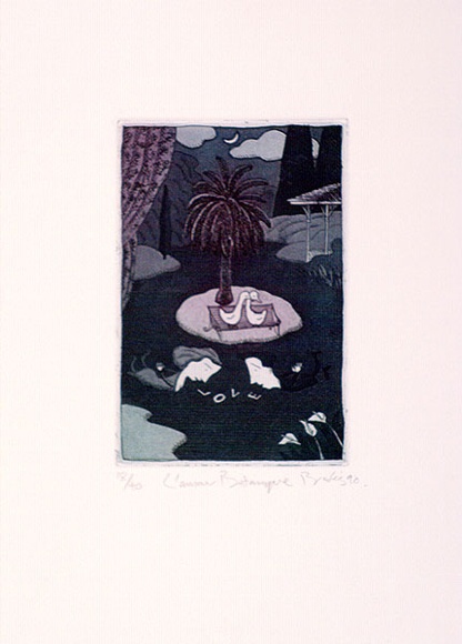 Artist: b'Brooks, Ron.' | Title: bL'amour botanique. | Date: 1990 | Technique: b'etching and aquatint, printed in colour with plate-tone, from one plate'