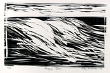 Artist: b'WARREN, Alan' | Title: b'Angry sea' | Date: 1977 | Technique: b'linocut, printed in black ink, from one block'