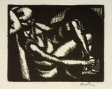Artist: b'Hawkins, Weaver.' | Title: b'(Sleeping woman)' | Date: c.1927 | Technique: b'woodcut, printed in black ink, from one block' | Copyright: b'The Estate of H.F Weaver Hawkins'
