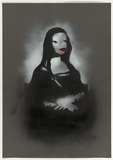 Artist: b'Lister, Anthony.' | Title: b'Mona Lisa doesnt pose.' | Date: 2004 | Technique: b'stencil, printed in black and white aerosol paint, from multiple stencils;  hand-coloured with red ink'