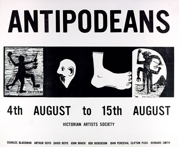 Artist: b'Blackman, Charles.' | Title: b'Antipodeans.' | Date: (1959) | Technique: b'lithograph, printed in black ink, from one plate'