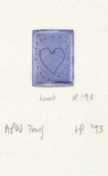 Artist: b'Palethorpe, Jan' | Title: b'Heart' | Date: 1993 | Technique: b'etching, printed in blue ink, from one plate'