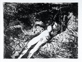 Artist: b'BOYD, Arthur' | Title: b'Diving nude and frog over a dark pond.' | Date: 1962-63 | Technique: b'etching and aquatint, printed in black ink, from one plate' | Copyright: b'Reproduced with permission of Bundanon Trust'