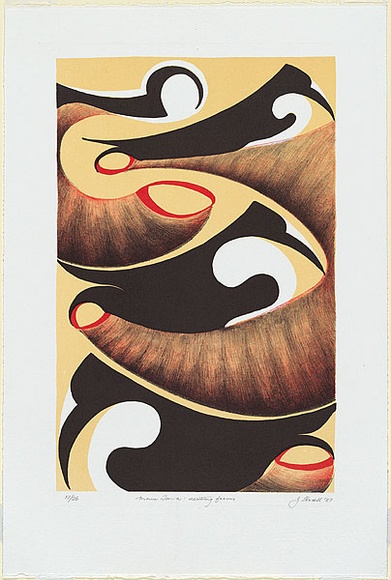 Artist: b'Hovell, John.' | Title: b'Manu tava : nesting forms' | Date: 1987 | Technique: b'lithograph, printed in colour, from multiple stones'