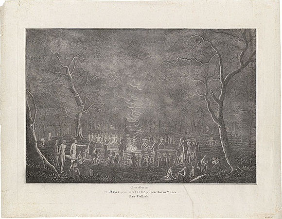 Title: b'Corrobborree or dance of the natives of New South Wales. New Holland.' | Date: 1817-1819 | Technique: b'engraving, printed in black ink, from one copper plate'