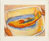 Artist: Clapson, Jenny. | Title: Peter's fish. | Date: 1998 | Technique: etching, printed in colour, from three solar plates