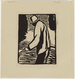 Artist: b'Brodzky, Horace.' | Title: b'Man in field.' | Date: c.1918 | Technique: b'linocut, printed in black ink, from one block'