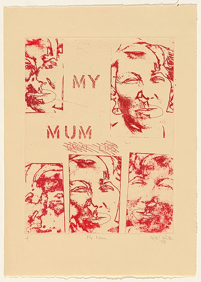 Title: b'My mum' | Date: 1979 | Technique: b'photo-etching, printed in red ink, from one plate'