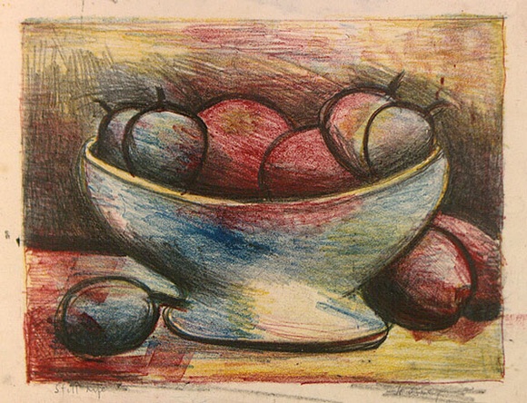 Artist: b'ROSENGRAVE, Harry' | Title: b'Still life' | Date: (1955) | Technique: b'lithograph, printed in colour, from four plates'