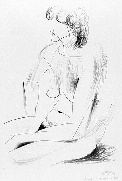 Artist: b'Powditch, Peter.' | Title: b'not titled [seated female nude]' | Date: c.1972 | Technique: b'lithograph, printed in black ink, from one plate'