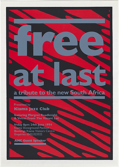 Title: b'Free at last' | Date: 1994 | Technique: b'screenprint, printed in colour, from three stencils'