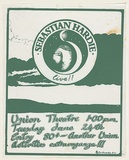 Artist: b'MACKINOLTY, Chips' | Title: b'Sebastian Hardie live!! Union Theatre' | Date: 1976 | Technique: b'screenprint, printed in green ink, from one stencil'