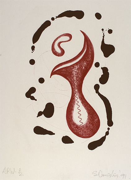 Artist: b'Danaher, Suzanne.' | Title: b'Baby' | Date: 1991 | Technique: b'lithograph, printed in colour, from two stones (black and red)'