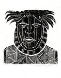 Artist: TUNGUTALUM, Bede | Title: Head of a man | Date: 1970s | Technique: woodcut, printed in black ink, from one block