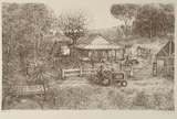 Artist: Gibson, Peter. | Title: not titled [farm with man in tractor] | Date: 1991 | Technique: lithograph, printed in black ink, from one stone