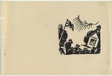 Artist: b'UNKNOWN, WORKER ARTISTS, SYDNEY, NSW' | Title: b'Not titled (school and flag).' | Date: 1933 | Technique: b'linocut, printed in black ink, from one block'