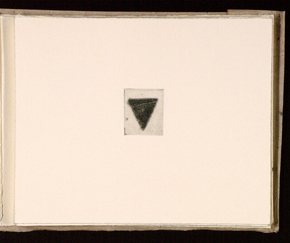 Artist: b'Mann, Gillian.' | Title: b'(Triangle within a rectangle).' | Date: 1981 | Technique: b'etching, printed in black ink, from one plate'