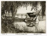 Artist: b'Emanuel, Cedric.' | Title: b'River at Windsor.' | Date: (1938-39) | Technique: b'etching and aquatint, printed in brown ink with plate-tone, from one plate'