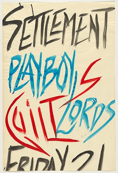 Artist: b'Settlement Poster.' | Title: b'Settlement - Playboy Lords' | Date: 1980 | Technique: b'painting'