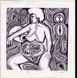 Artist: b'Lasisi, David.' | Title: b'In the act of being trustful' | Date: 1976 | Technique: b'screenprint, printed in purple ink, from one stencil'