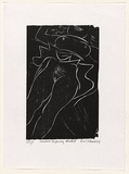 Artist: b'AMOR, Rick' | Title: b'Woman exposing herself.' | Date: 1988 | Technique: b'woodcut, printed in black ink, from one block'