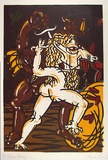 Artist: b'Carr, Mark.' | Title: b'Blood money I' | Date: 1988 | Technique: b'linocut, printed in colour, from multiple blocks'