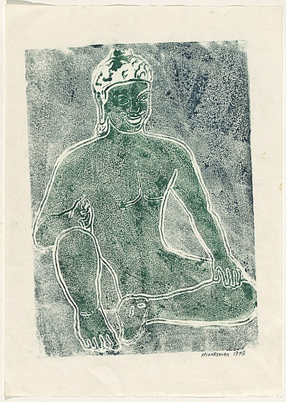 Title: b'Thai Buddha figure' | Date: 1978 | Technique: b'woodcut, printed in green ink, from one block'