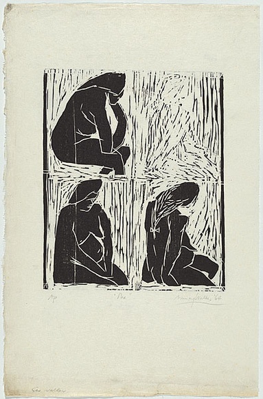 Artist: b'WALKER, Murray' | Title: b'Sue.' | Date: 1964 | Technique: b'woodcut, printed in black ink, from one block'