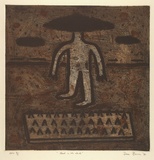 Artist: b'Bowen, Dean.' | Title: b'Head in the clouds' | Date: 1991 | Technique: b'etching, printed in brown and black ink, from two plates'