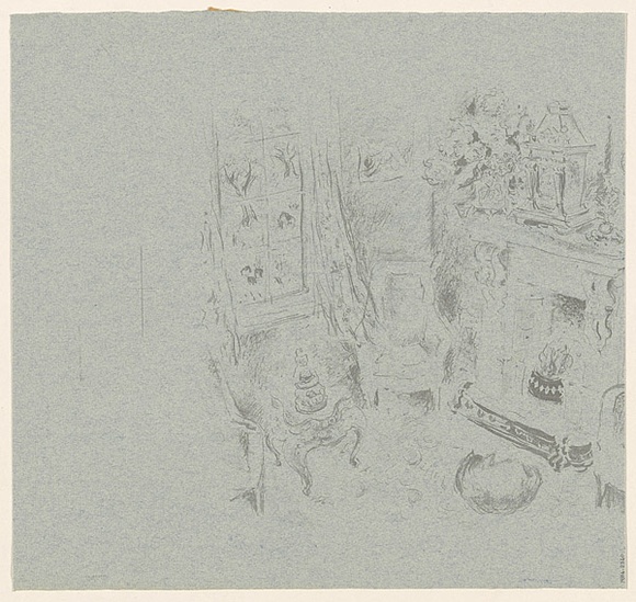 Artist: b'MACQUEEN, Mary' | Title: b'Part of Interior, Bewick Inn [verso]' | Date: 1957 | Technique: b'lithograph, printed in black ink, from one plate' | Copyright: b'Courtesy Paulette Calhoun, for the estate of Mary Macqueen'