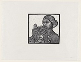 Artist: Groblicka, Lidia. | Title: Mother | Date: 1958 | Technique: woodcut, printed in black ink, from one block