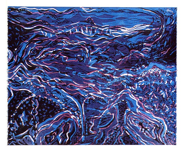 Title: b'High tide, Hearsons' | Date: 1988 | Technique: b'linocut, printed in colour, from mutliple blocks'