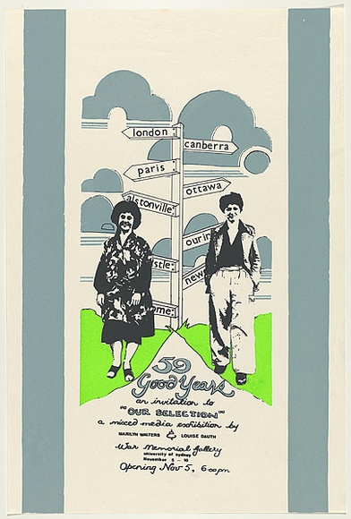 Artist: b'Walters, Marilyn.' | Title: b'59 good years' | Date: 1979 | Technique: b'screenprint, printed in colour, from multiple stencils' | Copyright: b'\xc2\xa9 Louise Dauth'