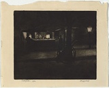 Artist: Cobb, Victor. | Title: A Melbourne coffee stall. | Date: 1912 | Technique: mezzotint, printed in black ink, from one copper plate