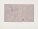 Artist: b'WALKER, Murray' | Title: b'El Mundo and vignettes.' | Date: 1975 | Technique: b'linocut, printed in colour, from multiple blocks'