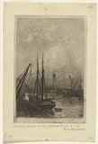 Artist: b'Campbell, Fred.' | Title: b'Swinging Basin, Yarra.' | Date: 1917 | Technique: b'etching and aquatint, printed in black ink, from one plate'