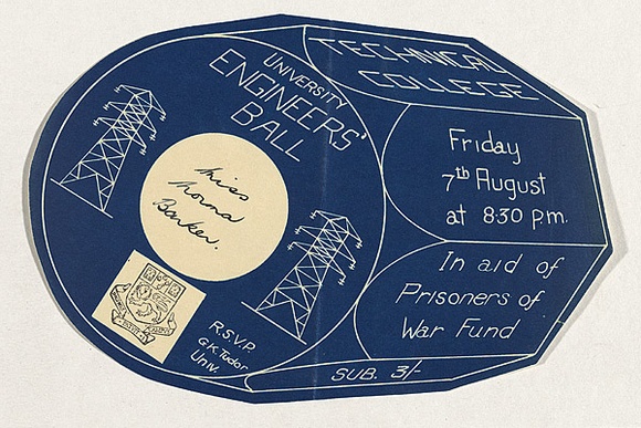 Artist: b'UNKNOWN' | Title: bInvitation to Engineer's Ball | Date: c.1944 | Technique: b'blue-print'