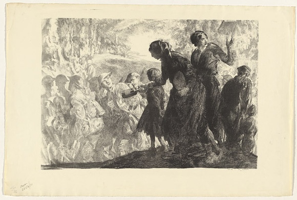 Artist: b'Dyson, Will.' | Title: b'Welcome back to the Somme.' | Date: 1918 | Technique: b'lithograph, printed in black ink, from one stone'