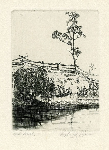 Artist: b'Shaw, Gayfield.' | Title: b'Out back.' | Date: 1925 | Technique: b'etching, printed in black ink, from one plate'