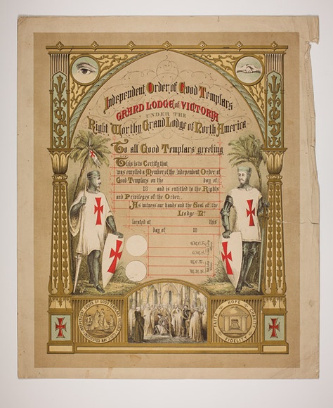 Artist: Hamel Brothers. | Title: Independent Order of Good Temperates, certificates | Date: c.1880 | Technique: lithograph, printed in colour, from multiple stones [or plates]