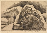 Artist: Dallwitz, David. | Title: Foreshortened nude. | Date: 1953 | Technique: etching, printed in brown ink