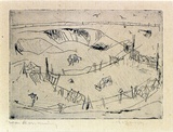 Artist: MACQUEEN, Mary | Title: War economy | Date: 1963 | Technique: etching, printed in black ink with plate-tone, from one plate; additions in pencil | Copyright: Courtesy Paulette Calhoun, for the estate of Mary Macqueen